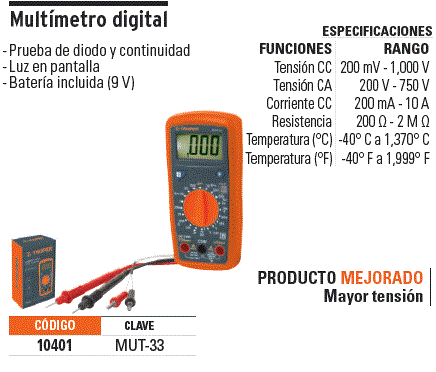 Multímetro Profesional Truper MUT-33